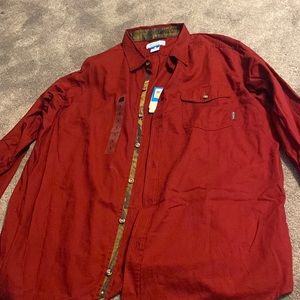 Red and camo long sleeve Columbia shirt. New with tags